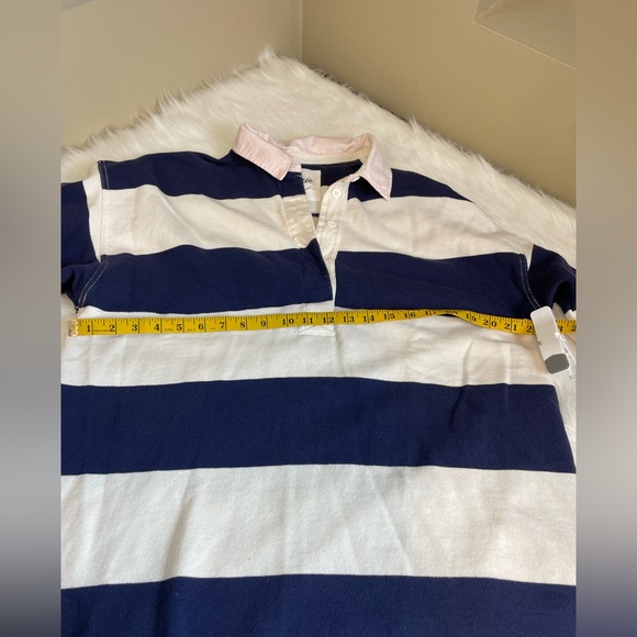 Aerie Oversized Rugby Striped Navy and White Shirt Medium - Picture 8 of 12